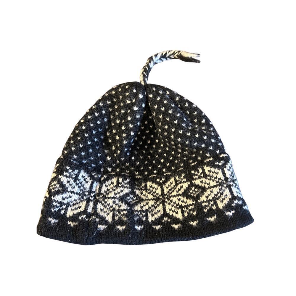 Stowe Woolens 100% Wool Snowflake Pattern Kids Hat Hand Crafted